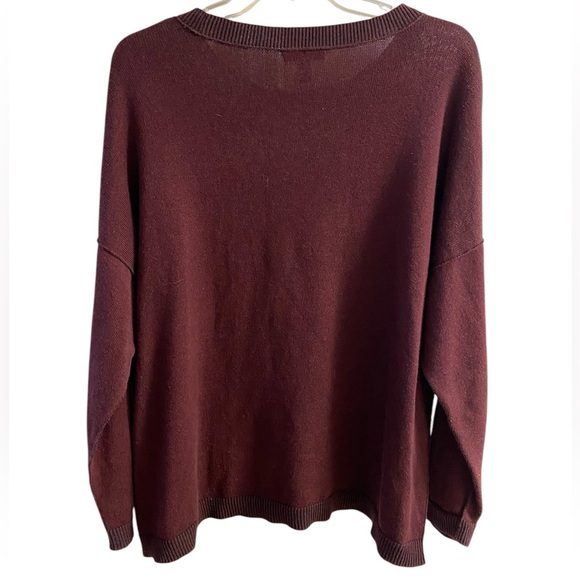 Eileen Fisher sweater crewneck pullover maroon boxy Large - Picture 2 of 7